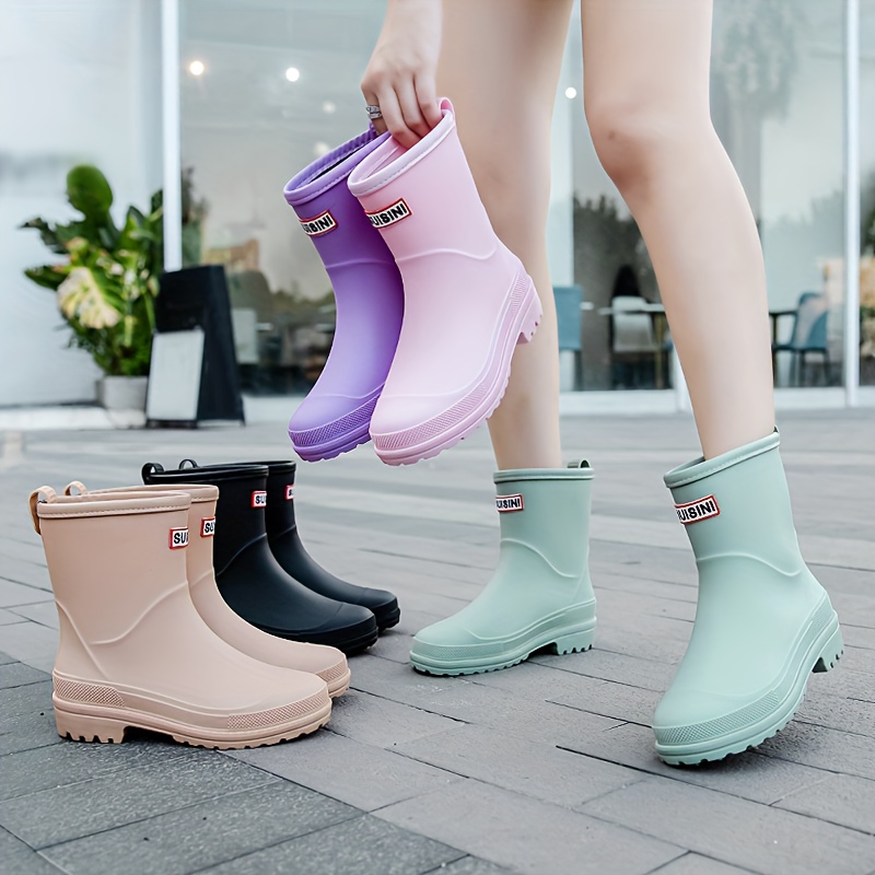 botas lluvia media pierna mujeres botines pvc moda Temu