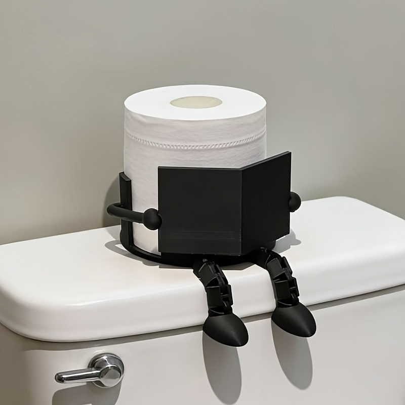 TEMU 1/2pcs Whimsical Toilet Paper Holder For Book Enthusiasts, Offered In Black And White, Perfect For A Touch Of Fun To Your Bathroom Decor And