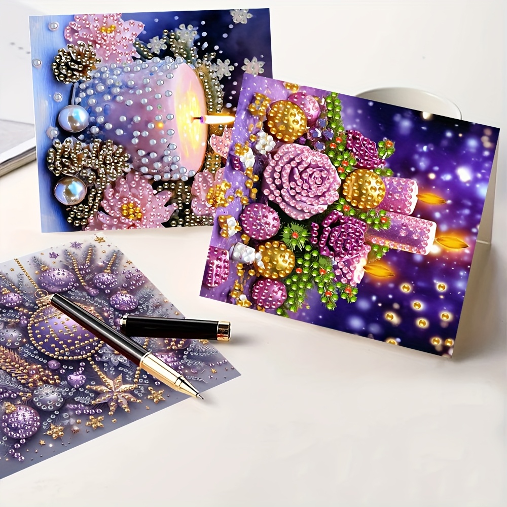 TEMU 6pcs Diamond Painting Set, Use Unique Hand-made Greeting Cards To Your Feelings And Send To Elders, Relatives . Your And Imagination. Design,