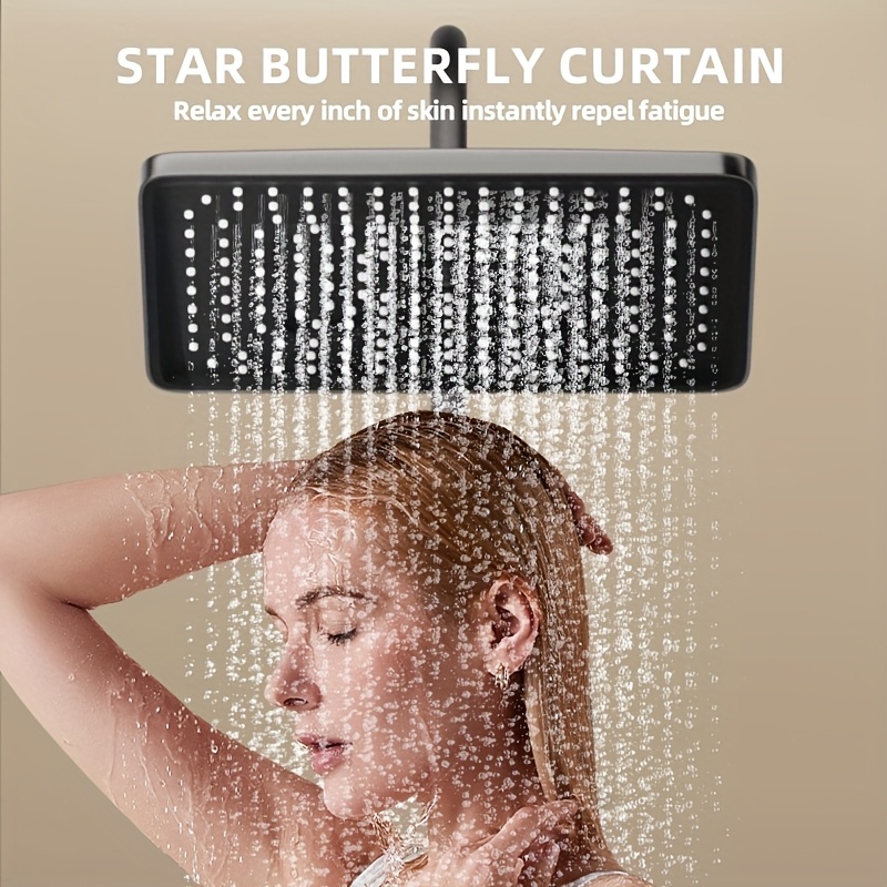 BDBX Matte Black Shower System with Square Rain Shower Head