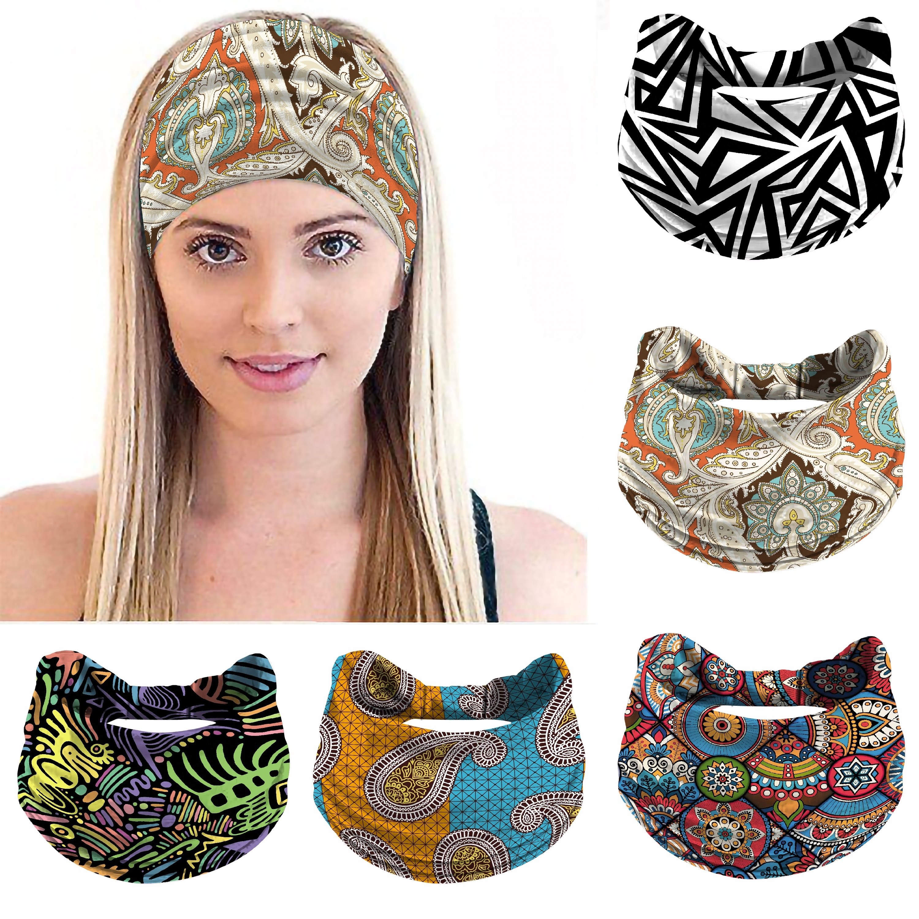 a set of 1 5 bohemian style womens headbands sweat absorbing sports hairbands vintage elastic non slip wide suitable for yoga workouts and running hair additions