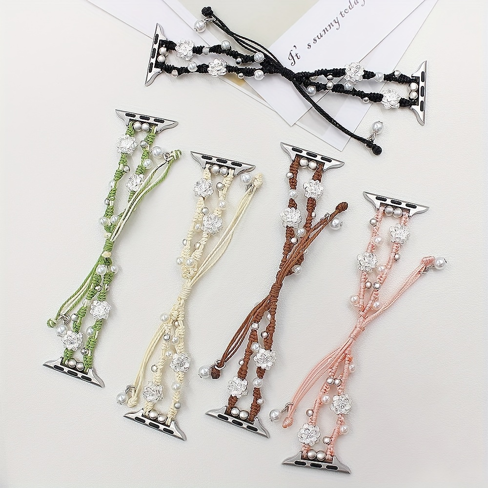 

Elegant Vintage-inspired Braided Nylon Watch Strap For Women With Adjustable Buckle - Compatible With Watch
