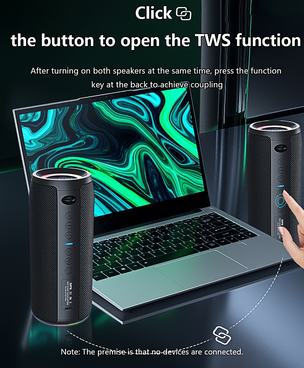 ZEALOT S51 Pro Haut-parleurs sans fil 40W - 16 heures d'autonomie, double appairage, basses explosives, IPX5, subwoofer portable avec port Type-C, chargement USB-C, son surround 7.2, pour la maison, la voiture, le camping, les voyages et l'extérieur