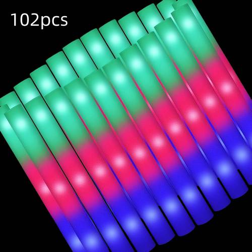 gift for her him 102pcs colorful 3led glow sticks with foam handles multi item party favor packs 3 mode flashing led light sticks for parties in the dark party supplies for weddings birthdays concerts christmas halloween gift