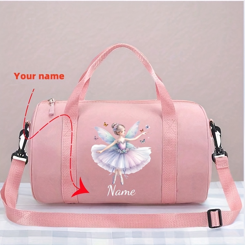 TEMU A Customized Personalized Name Luggage Bag Featuring A Ballet Fairy Pattern, Made Of Material For Outdoor Travel. A Large-capacity Gym Bag