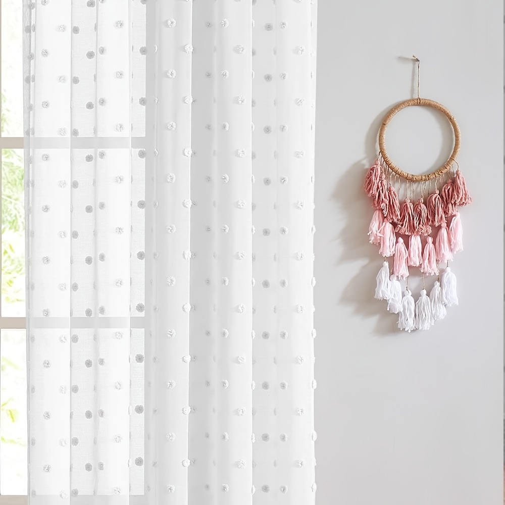 Image of 1pc European Style 3d Flocking Window Curtain Princess Room Curtain Suitable For Couple Hotel Window Decoration Living Room Light-transmitting Gauze Curtain