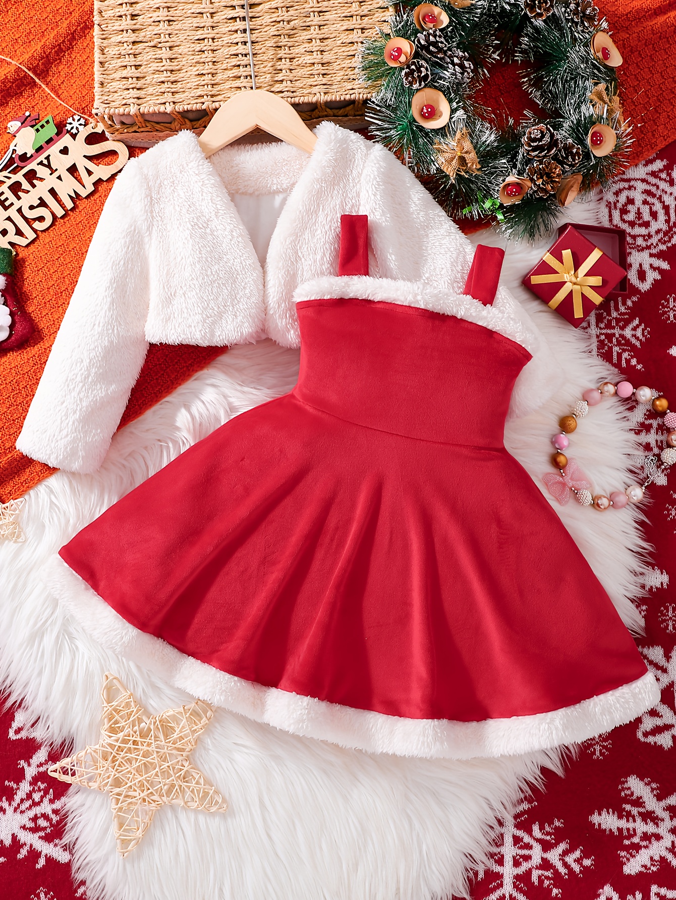 cute red christmas dress Luxury Mrs. Claus Dress: Red Christmas Maxi Dress With White Fur
