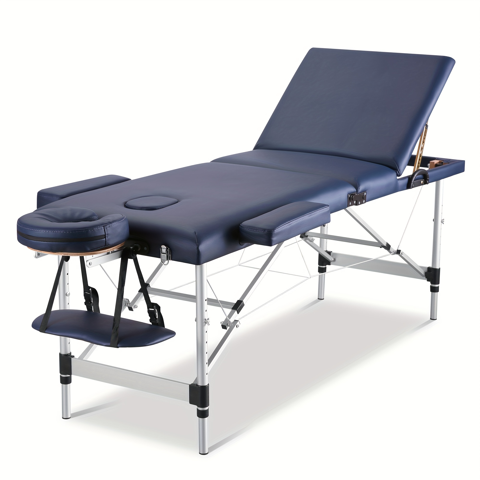 

Massage Table Portable 3-fold Aluminum Massage Bed Lash Spa Tattoo Bed Esthetician Adjustable Professional Legs Carrying Bag 496 Lbs
