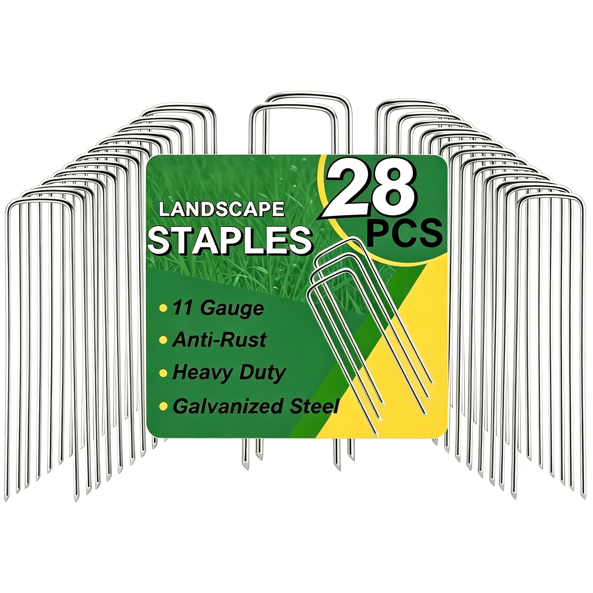 TEMU Galvanized Steel Lawn - Heavy-duty U-shaped Securing Pegs Resistant To Rust And ; Suitable For Anchoring Weed Control Fabric, Garden Ground
