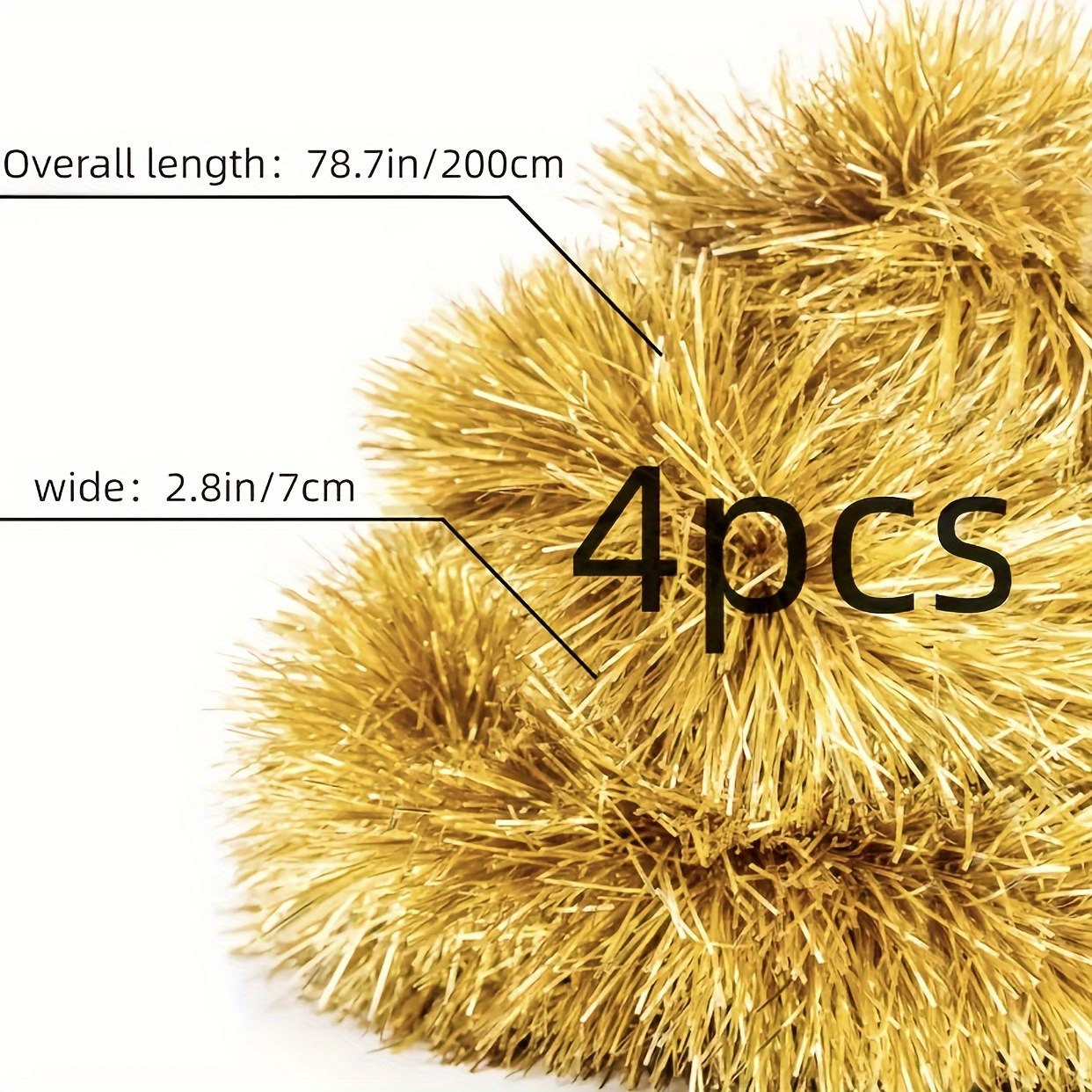 TEMU 4pcs Classic Garlands - 78.7" Shimmering Twisted Design For Indoor/outdoor Use, Christmas & Halloween Decorations