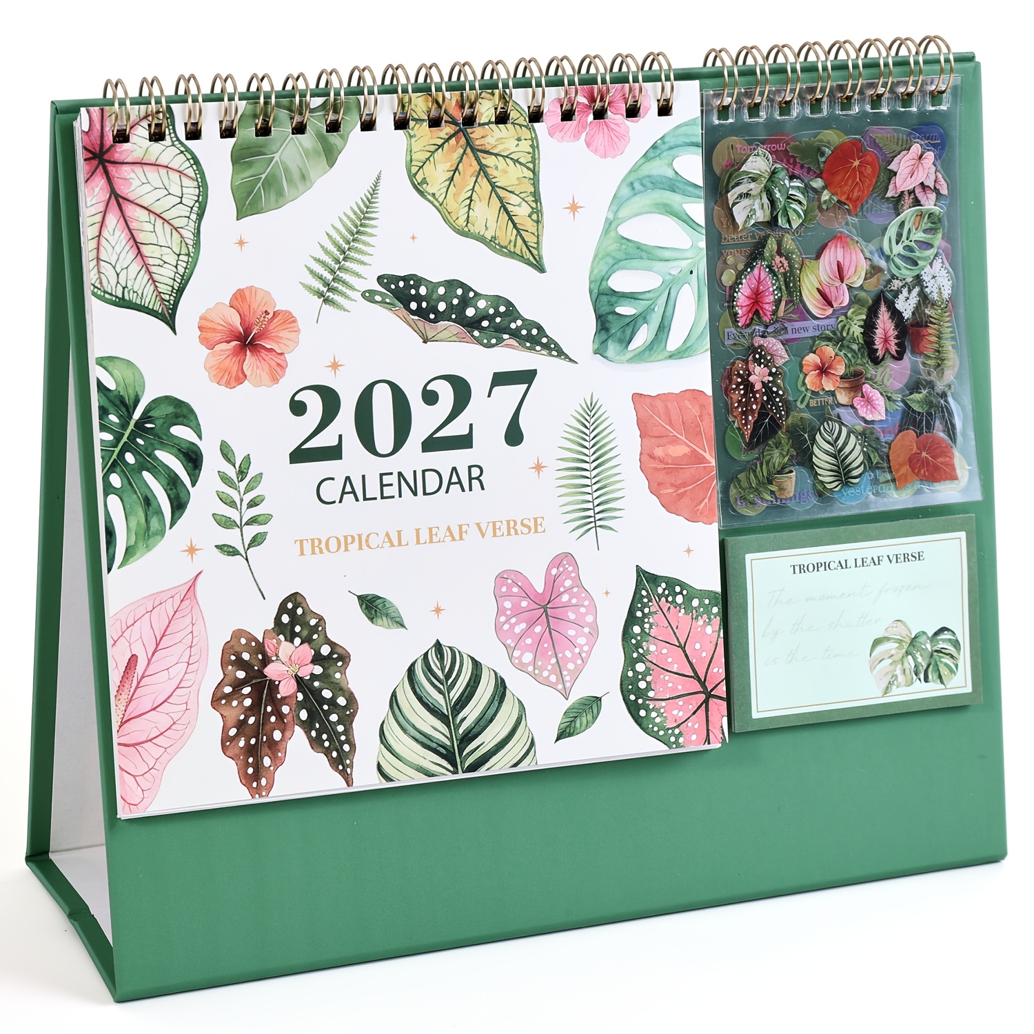 TEMU Calendrier de bureau Novembre 2026-Décembre 2027, Calendrier de table mensuel à feuilles , Agenda de bureau à reliure spirale avec autocollants