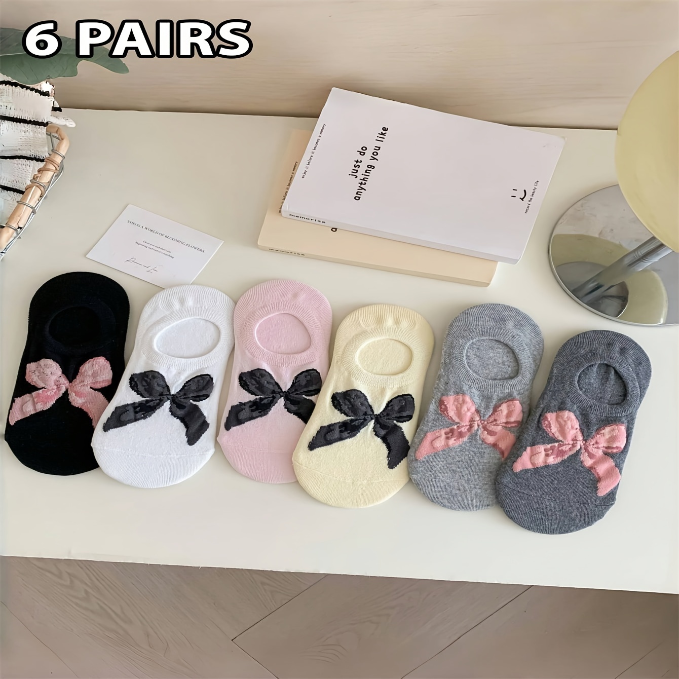 

6 Pairs/sets Of Women's 4 Japanese Jk Ankle Socks With Cute Pattern - Polyester 97% And Spandex 3% - Hand Wash Only - Knit Fabric - 500 G/m²