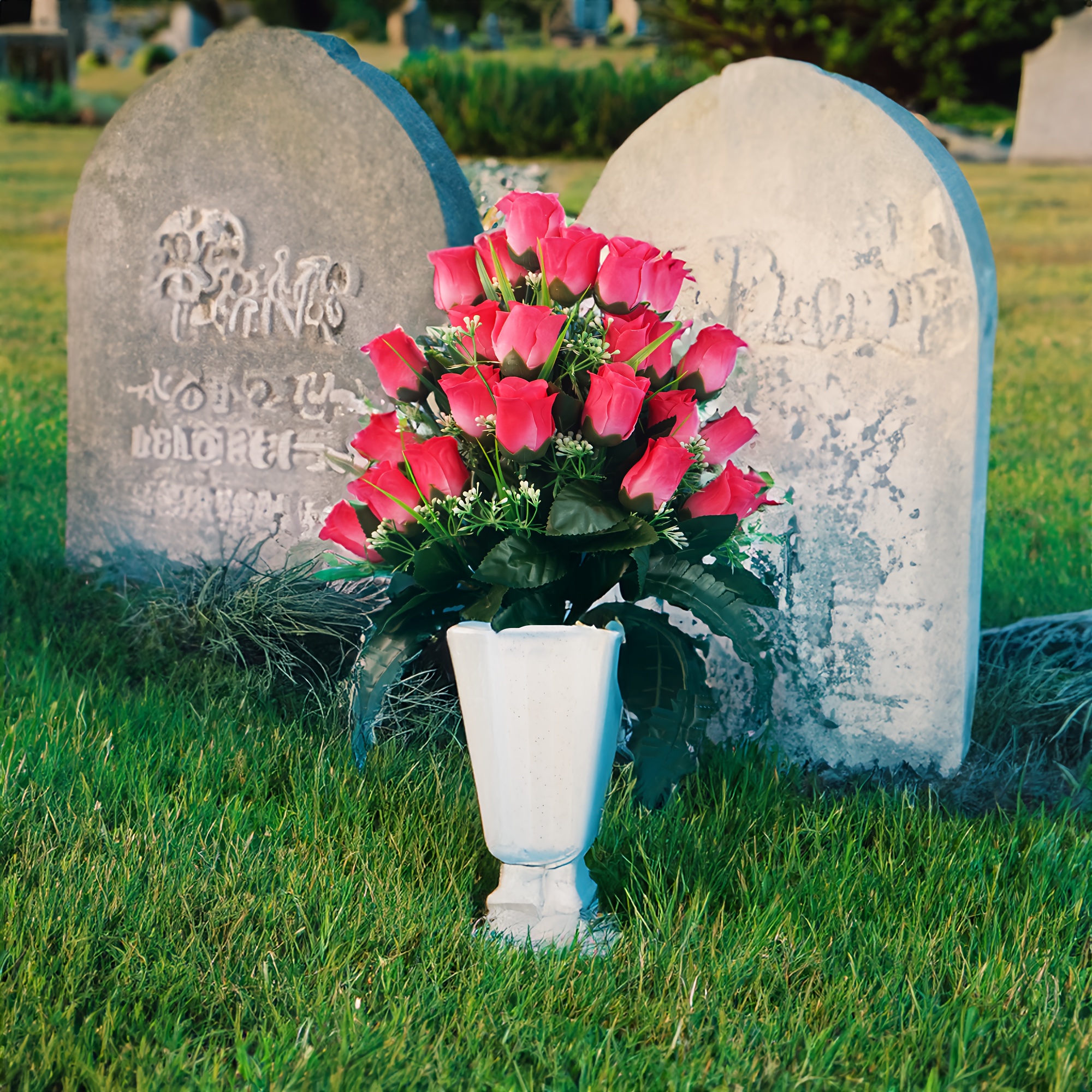 1 set knstliche blumen grber rosen dekorationen friedhof - Temu Austria