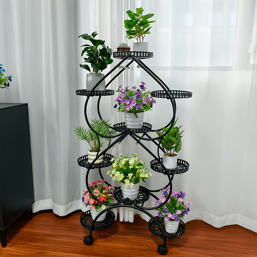 9 tier metal heart shape plant stand 48 8 h multi purpose flower bonsai display rack for living room garden balcony