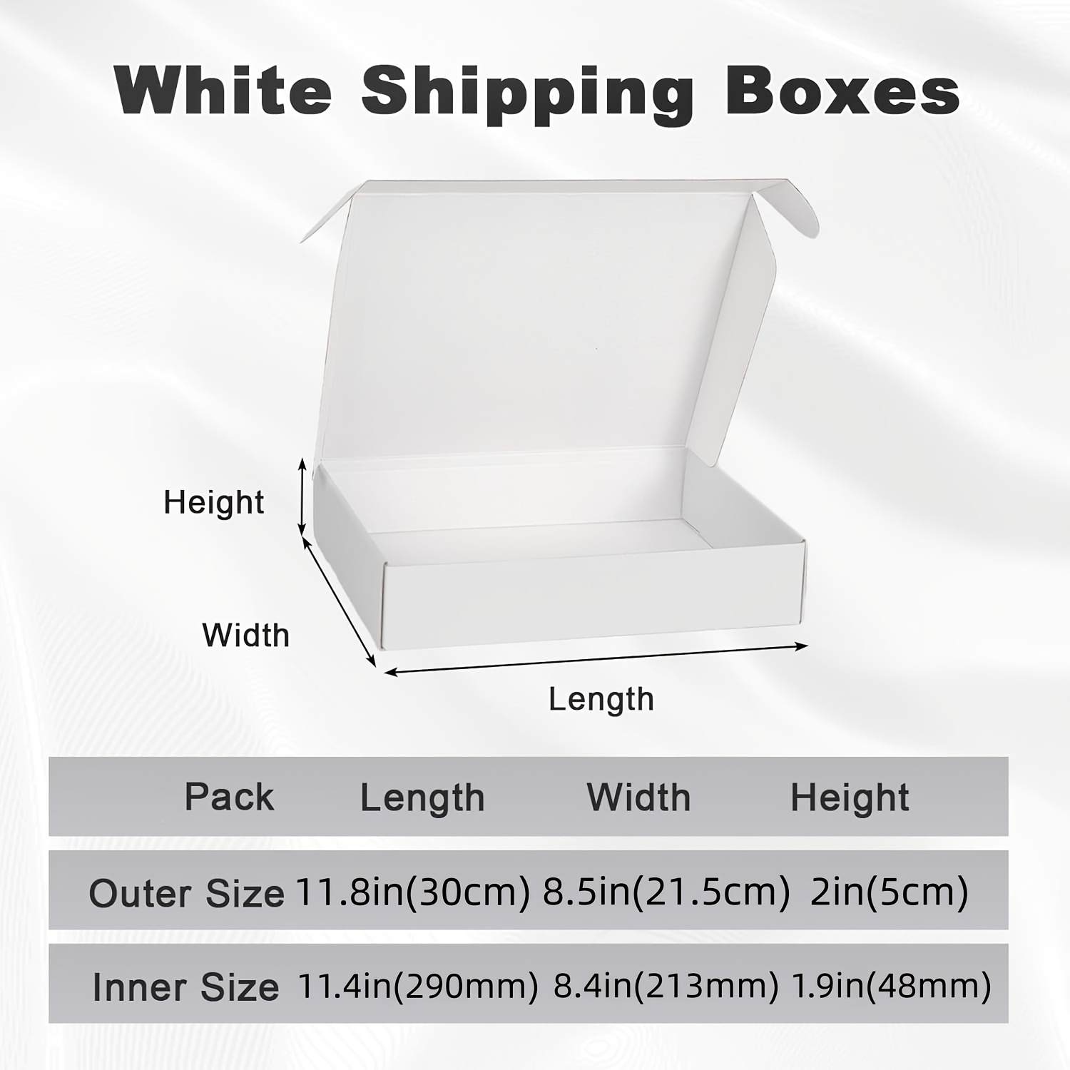 Image of White Shipping Mailer Boxes [pack Of 10/12/50], 5 Size Options (15cm To 30cm), Crush-proof Corrugated Cardboard Boxes For Small Business, Easy Assembly Packaging