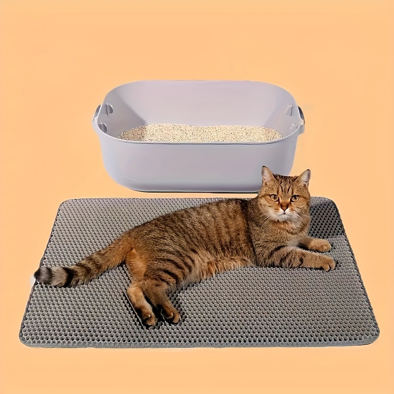 double layer cat litter mat with honeycomb design eva material large size anti splash easy clean   control rug for cats details 15