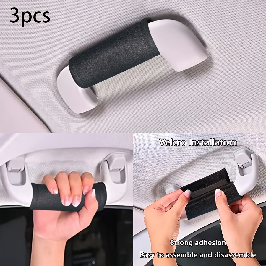TEMU 3pcs Car Roof Grab Handle Protective Cover, Universal Car Grab Handle Cover, Comfortable Car Supplies For Long-distance Self-driving Travel, Car