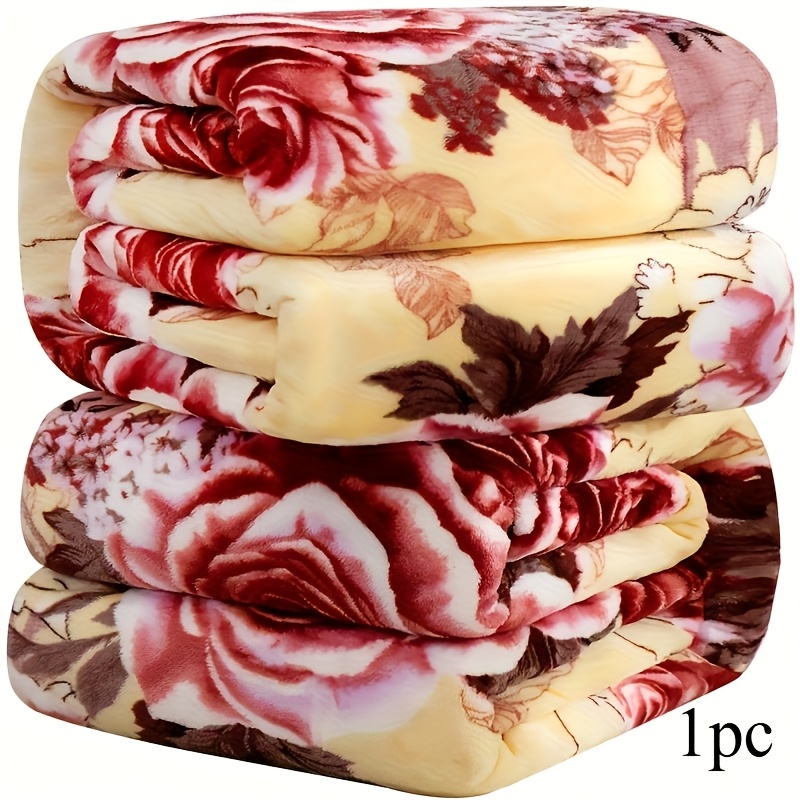 TEMU Cozy Summer Nap Blanket With Floral Pattern - Soft, Comfortable, Non-padded, No Shedding, Light And Yellow Flowers Design, Ideal For Home Decor,