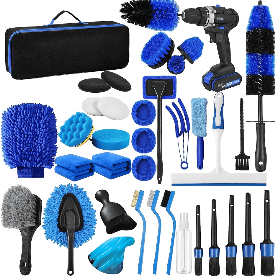TEMU 36pcs Professional Car Detailing Kit With -in- Brushes & Tools Suitable For Interior/exterior Wheel & Care, Car Wash Cleaning Kit For Use, Auto