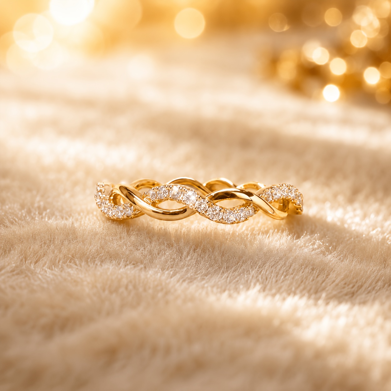 18K Gold-Plated Copper Stackable Rings, Butterfly Infinity Set