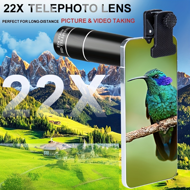 

22x Mobile Phone Lens, Optical Mobile Phone Lens, With Mobile Phone Clip, Compatible With Most Smartphones