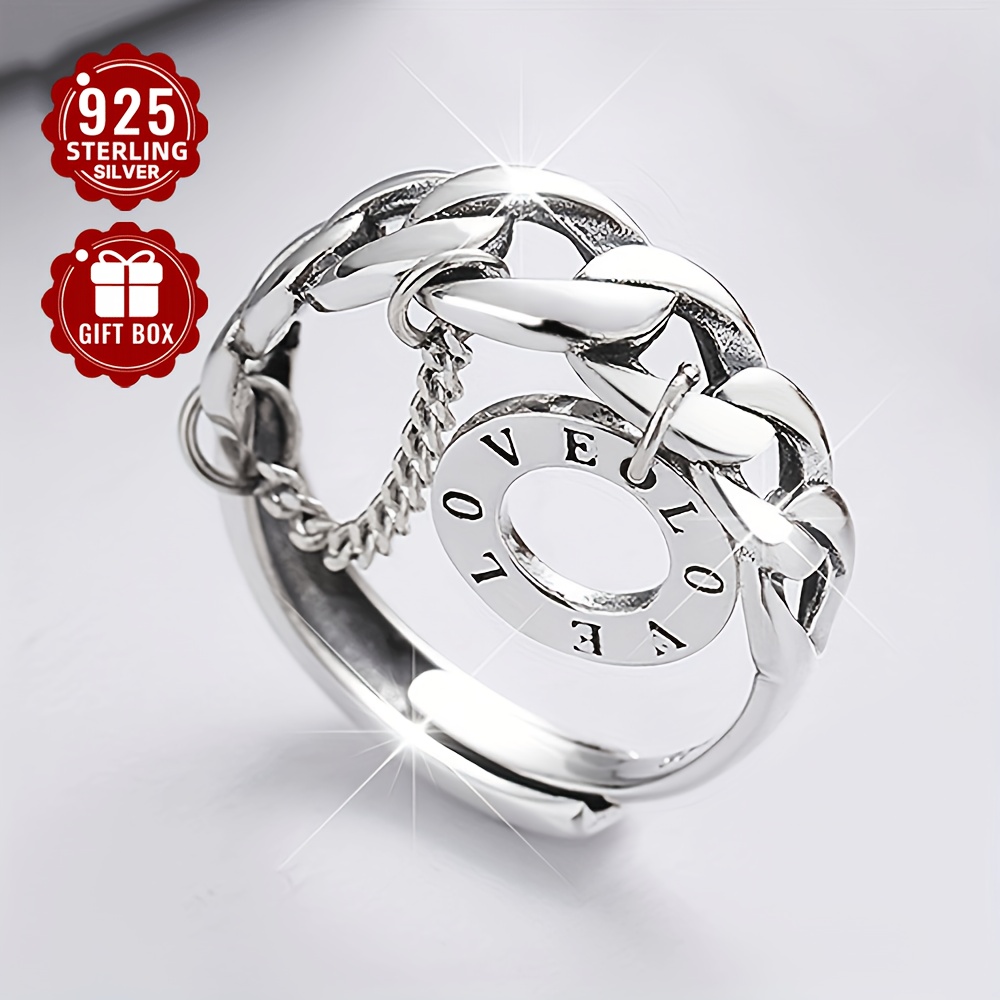 

1pcs925 Pure Silvery Low English Personality Simple Small Design Suitable For And Gift Women' Ring About 3.6g