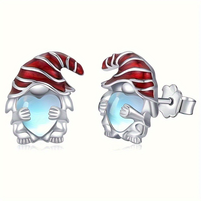 Image of 1 Pair Of Women's Fashion Stud Earrings Synthetic Zirconia Santa Claus Earrings Women' Wear Christmas Party Earrings Gifts Jewelry