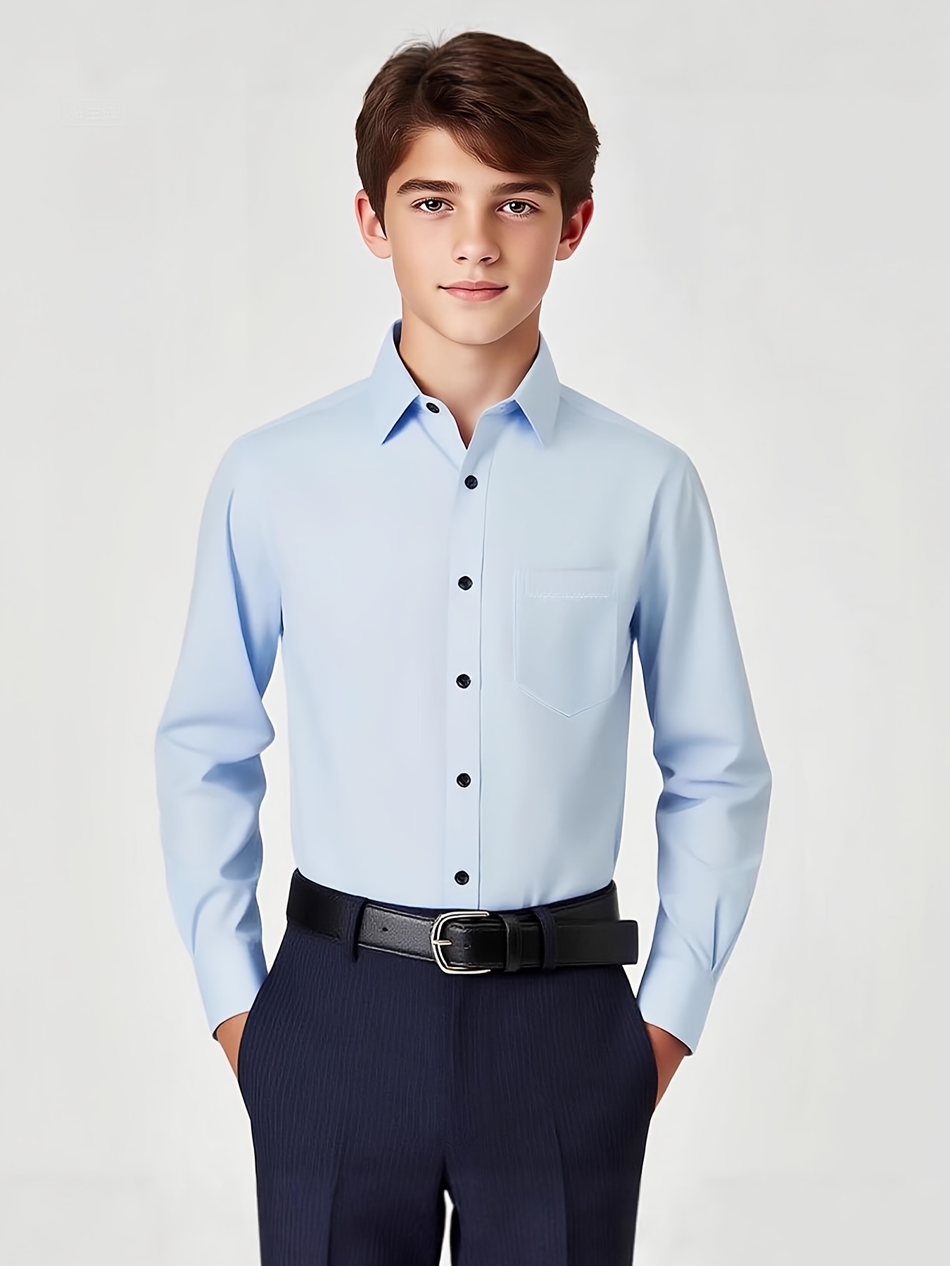 Camisas Formales para Jóvenes - Manga Larga, Cómodas y Transpirables con Botones y Elásticas - Ajuste Clásico y Delgado para Eventos Formales, Escuela - Tallas Regulares, Grandes y Altas para Estudiantes Adolescentes
