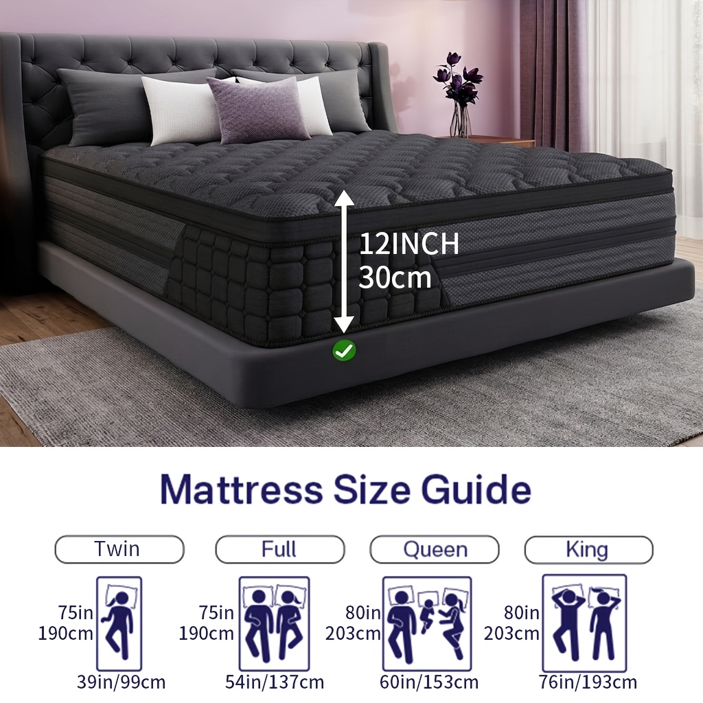 TEMU Luxurious Gel Memory Foam Mattress Hypoallergenic, Medium Firmness With European For Comfortable Sleep - In Double, Twin, Full, Queen, King