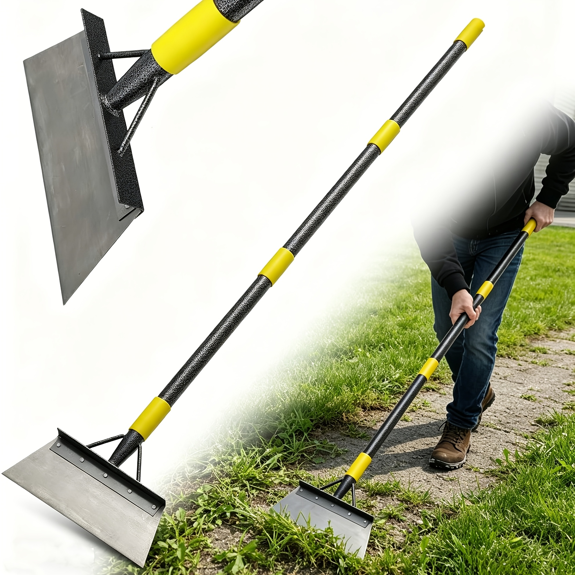 TEMU Floor Scraper Long Handle Heavy Duty, 62inch/75inch Multifunctional Cleaning Shovel, Ice Scraper Stainless Steel Garden Tools Weed Scraper For Cleaning, Weeding, , Ice Remove, Landscaping, Yard