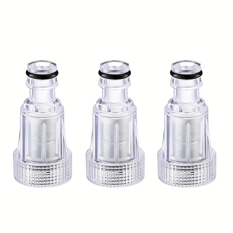 Image of 3pcs Pressure Washer Garden Hose Adapter, 3/4 Inch Pressure Washer Transparent Plastic Water Inlet Filter Replacement Tool