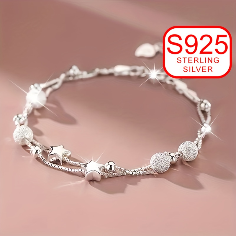 

1 Bracelet, Women' Bracelet, Women' Layer Star Bracelet, Simple And For Summer Beach, 925 Silver Low Allergy Bracelet, Gift For , Wedding, Banquet, Beach Vacation, Ramadan, Valentine's Day, Day