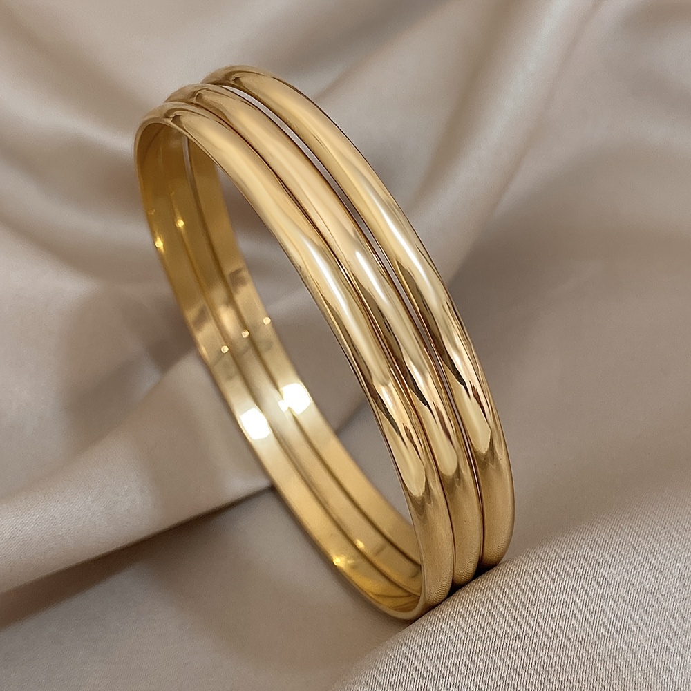 ensemble de 3 bracelets bangles délicats et   en acier inoxydable mat, bracelets superposés fins et lisses   pour femmes, hommes, et cadeau de bijoux de fête