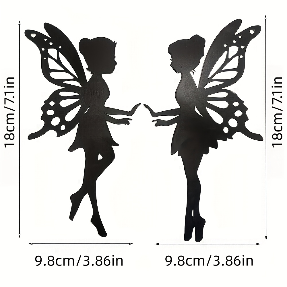 TEMU 2d Flat, [2d Flat] 2pcs Black Flower Fairy Wall Decor - Plastic Fairy Statues With Flat Panel Suitable For /outdoor Use, Garden, Balcony, Fence