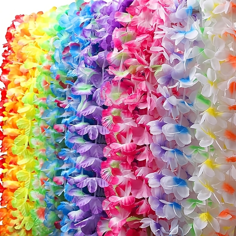 

5/10/24/50pcs Hawaiian Lei Garland Set, Wreaths For Hawaiian Party Decorations, Beach Birthday Theme Party Gift Decor, No Electricity Needed, Christmas, Halloween, Summer Events