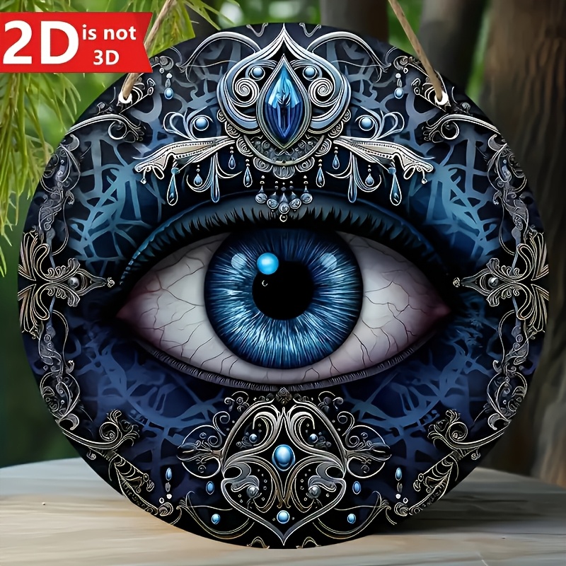 

2d Flat Boho Style 5.91" Round Evil Eye Acrylic Pendant, 2d Mystical Decorative Sign & Plaque, Exquisite Hanging Amulet Charm For Home, Entryway, Porch, Multipurpose Ideal Gift For Friends