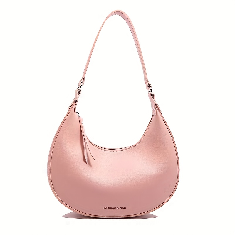 Womens Elegant Minimalist Crescent Hobo Bag Convertible