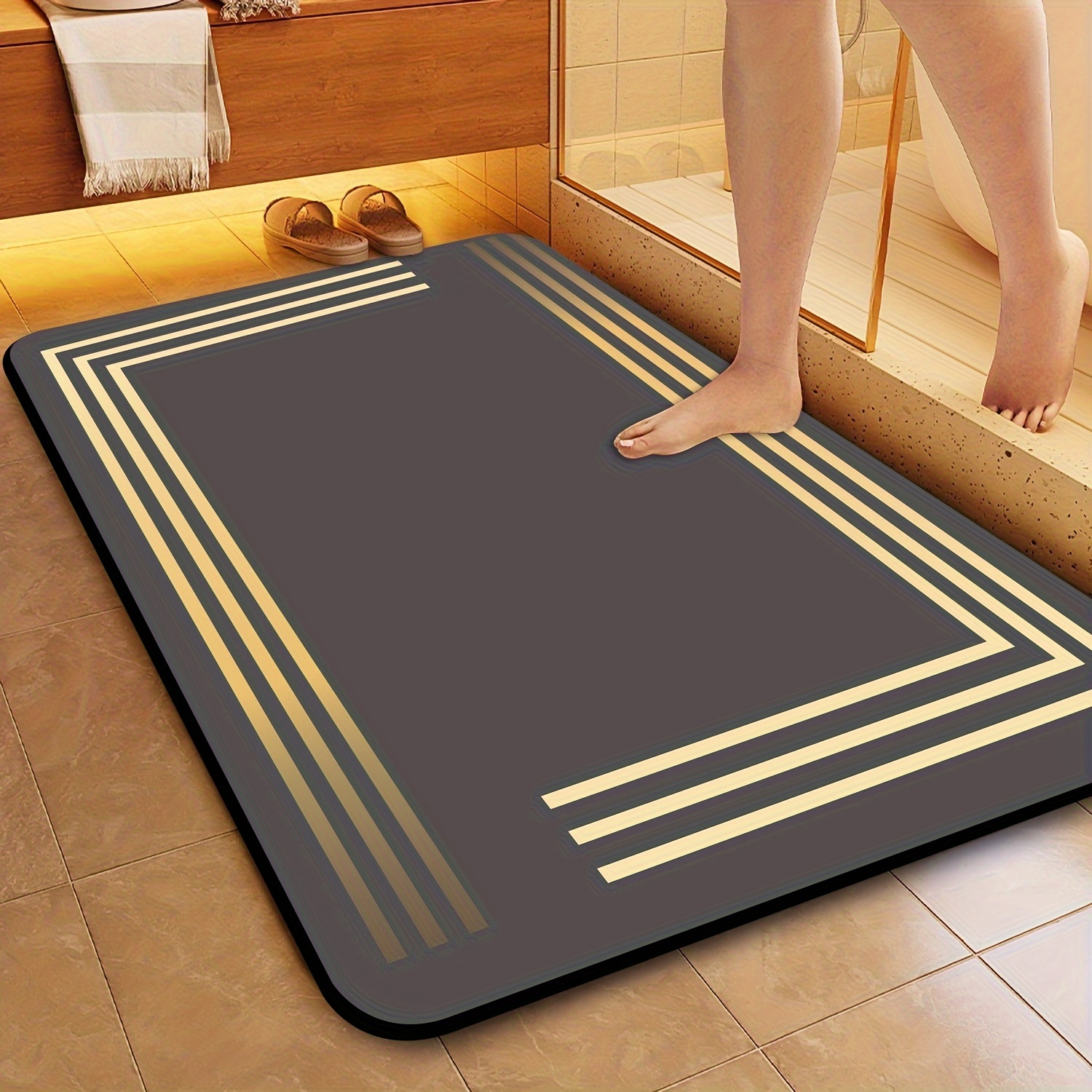 

Mud Bath Mat, Non-slip Rubber Backing, Machine Made Polyester, Hand Washable, 1800gsm, 0.25cm , Oblong Shape, Soft Bathroom Rug For Entryway