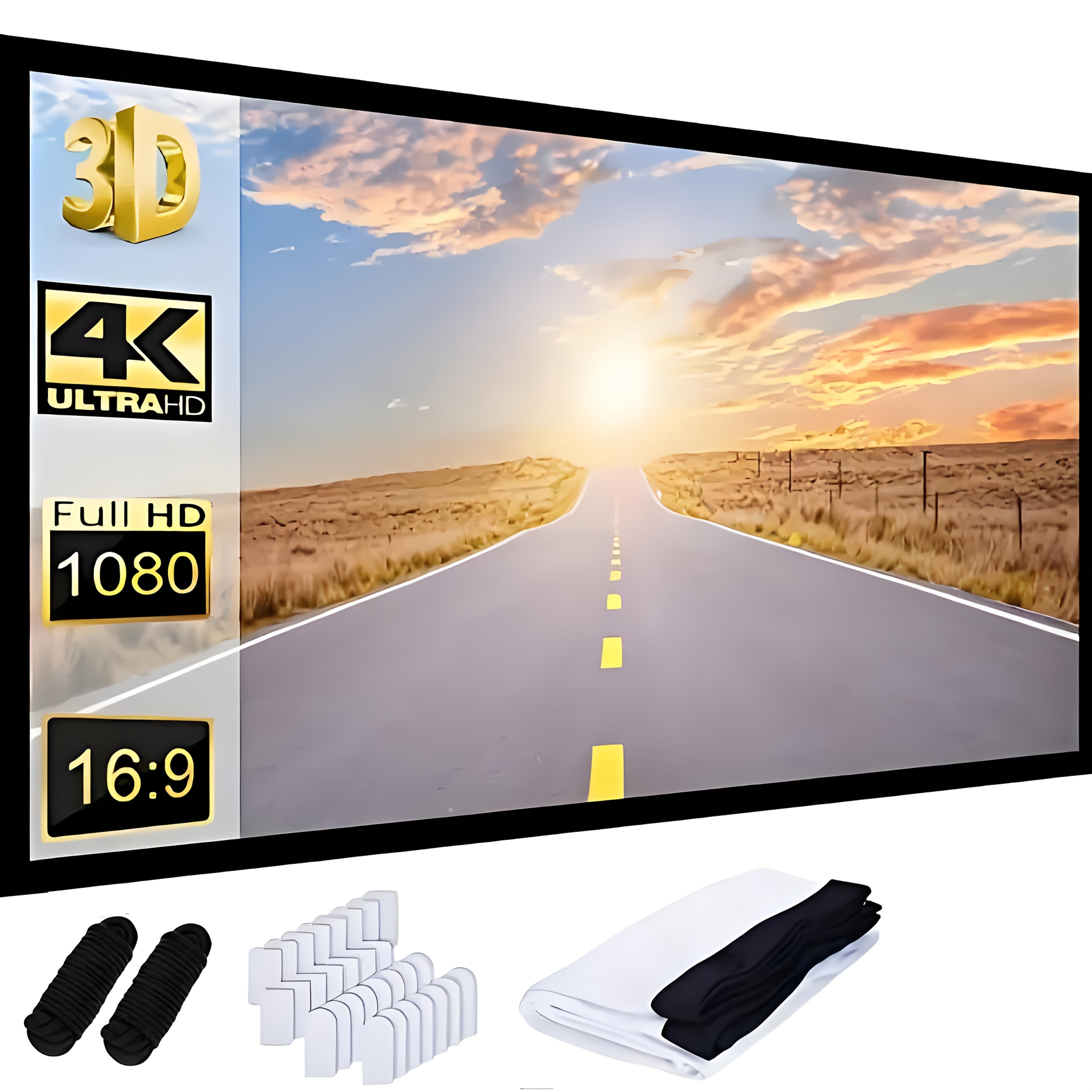 item picture 4k 100 inch 3d projection screen suitable for home theater outdoor indoor   portable foldable projection 4k screen essential 4k screen for projectors making projection  