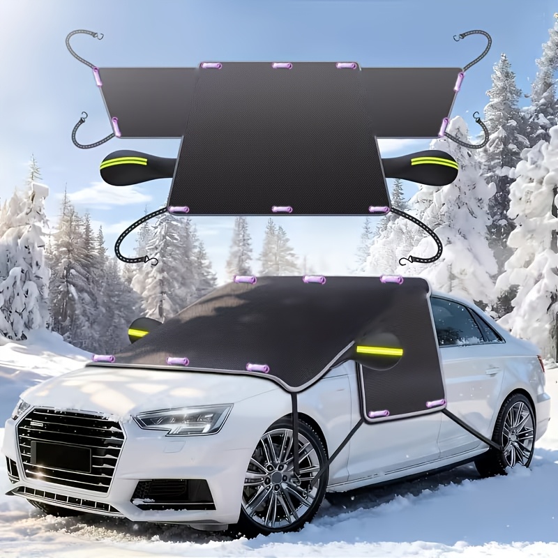 TEMU Neue Auto-Schneedecke, Windschutzscheiben-Schneeschutz aus Oxford-Gewebe, magnetisch verstärkte Schneedecke, Winter-Zubehör für Außenbereich,