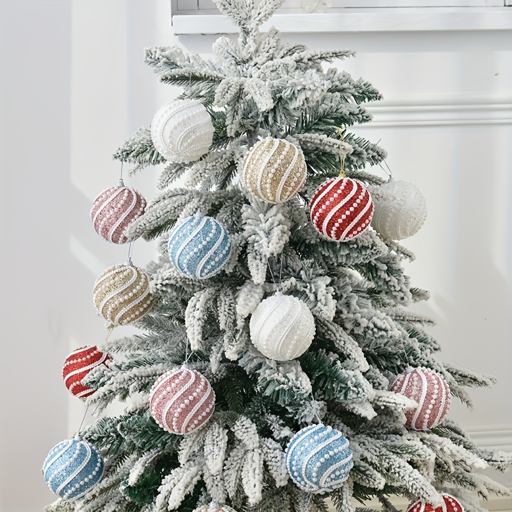 

12pcs/set 8cm/3.15in Shatterproof Pvc Christmas Balls, Indoor Outdoor Christmas Valentine's Day Wedding Party Decorations, Easy To Store And Install