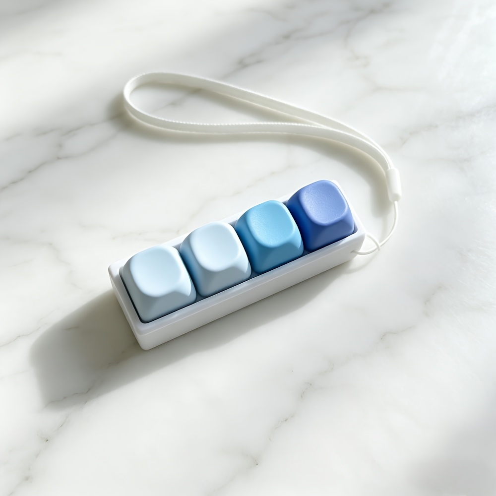 Gradient Four-button Keychain Lanyard With Fun Fingertip Pressure Stress-relief Buttons