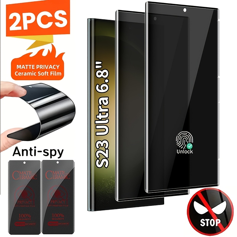 E-shop 2er-Set gebogene matte Keramikfolie für den Sichtschutz, passend für for Galaxy S23 Ultra/S22 Ultra 5G/S21 Ultra/S20 Ultra/S20+/S20,