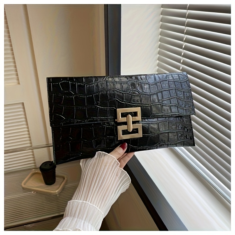 Image of 1pc Solid Color Minimalist Stone Pattern Fashion Clutch, An Essential Item For Elegant Professionals, Suitable For Banquets, Dates, Office, Casual Occasions, , And Shopping, In Multiple Colors