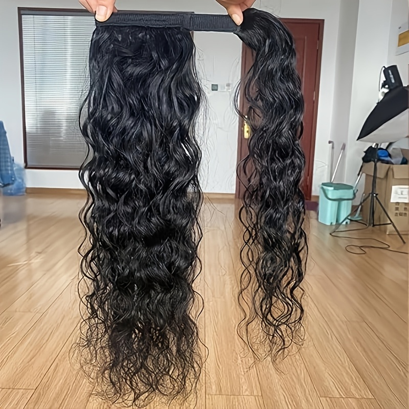 TEMU 1pc Brazilian Hair Ponytail Hair Extensions Applicable Objects - Natural Ripple Curly Ponytail Type 16-inch Hair Extensions Suitable For Braided