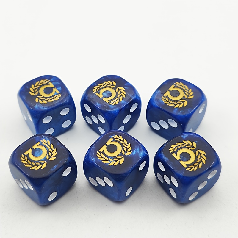 TEMU 6pcs D6 Dice Set 1.6cm Blue Dice, Game Accessories, Party Games, Table Games, Party Carnival, Couple Interaction, Dice Game Set, Dice Collection
