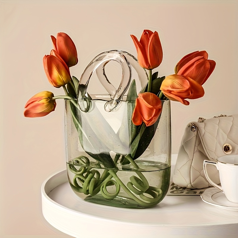 1pc creative handbag handbag glass bottle multi purpose glass fish tank transparent hydroponic box dining table office desktop decoration vase holiday gift for girlfriend and mother non electric Product details 6