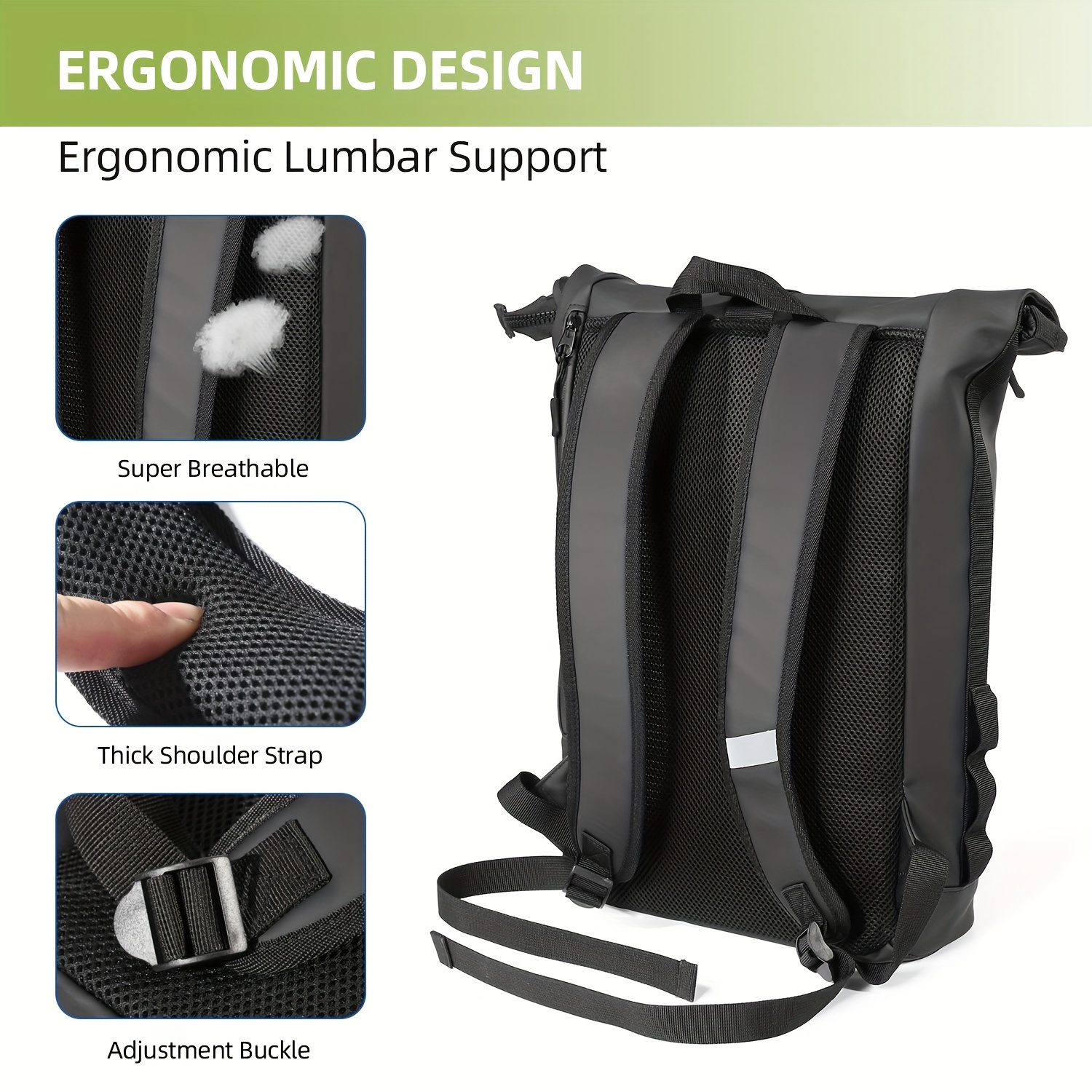 Ajiga Lightweight High Quality Travel Backpack for 43.18cm Laptop - Anti-Theft Zipper, Adjustable Shoulder Straps, Foldable Daypack for Men & Women, Black, Casual Backpack | Foldable Backpack | Adjustable Straps