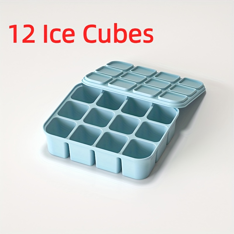 Image of 1pc 12- Silicone Mold With Lid & Easy Demold Lid Suitable For Homes, Bars, Parties, Camping - Rectangular Ice Cubes For Coffee, Whiskey, Beverages, Holiday Demands ( Hygienic, For Drink Preparation)