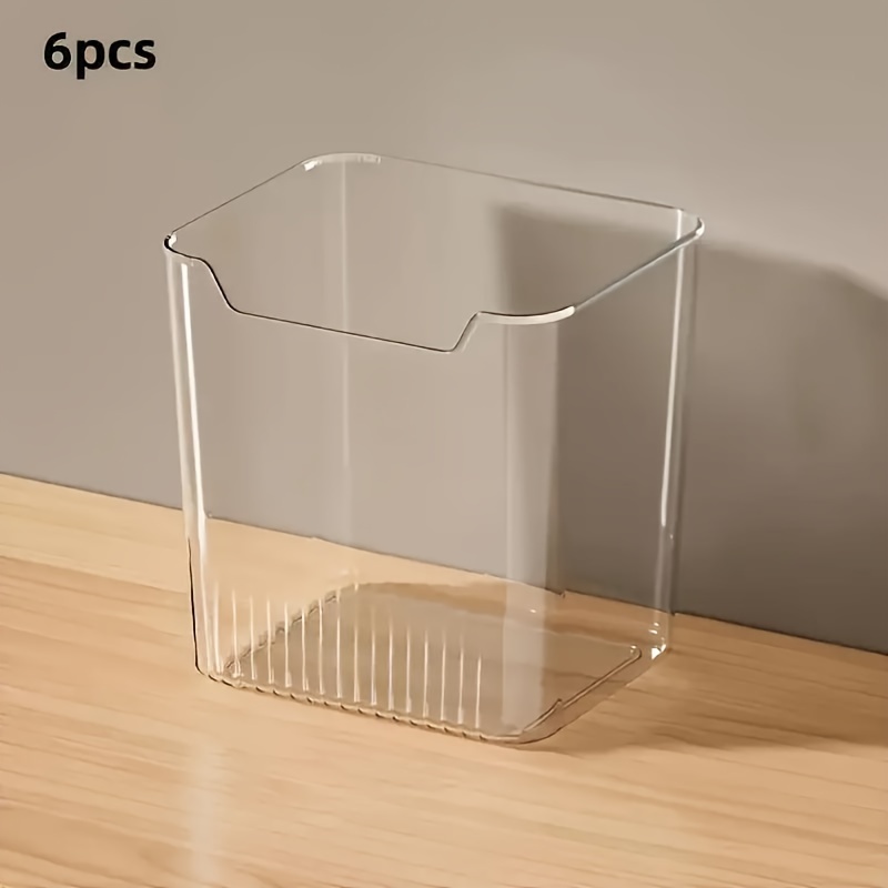 TEMU 6pcs Plastic Refrigerator Organizer Bins - Bpa-free Clear Storage Boxes For Fridge Side Door, Uncharged Leak-proof Freshness Preserving Containers For Kitchen Essentials